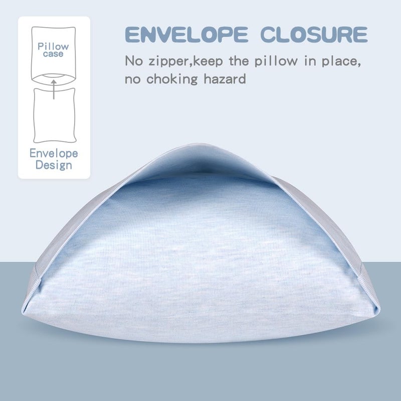 Zenssia Organic Cotton Toddler Pillowcase/Travel Pillowcase Pack of 2 Set 13x18 Inches with Envelope Closure - Soft & Breathable Baby Pillow Case Cover Solid Blue - Image 3
